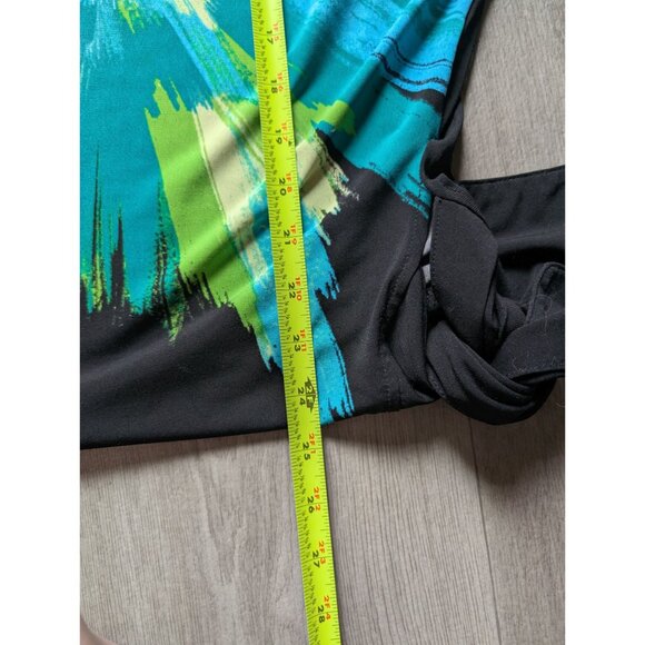 Kasper Black Tunic Top Abstract Print Side Tie Detail Batwing Sleeves Size M - Picture 7 of 7